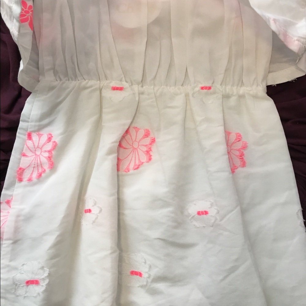 { Chloe } Girls White Pink Embroider Stitch Dress - Picture 5 of 8